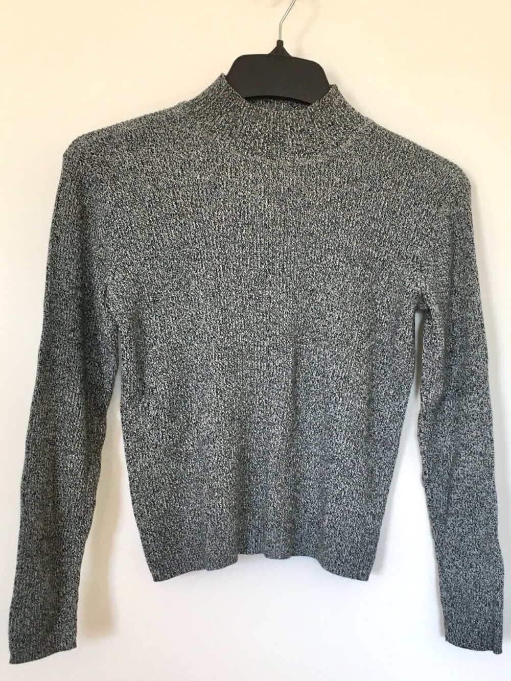 EMMA JAMES Women's Gray Ribbed Mock Neck Long Sleeve Pullover Sweater Top Size S